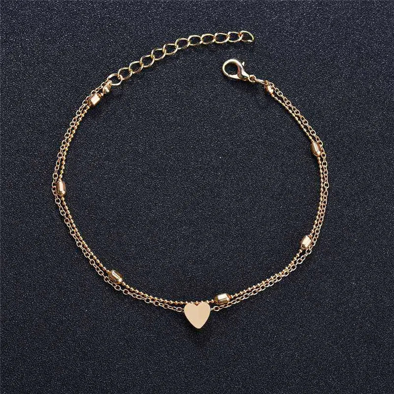 Dospita New Fashion Simple Heart Female Anklets Foot Jewelry Leg New Anklets On Foot Ankle Bracelets For Women Leg Chain Gifts