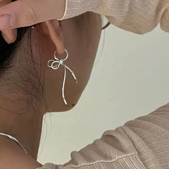 Dospita Bow Drop Earrings for Women Girls Korean Style Bowknot Ear Studs Earrings Aesthetic Wedding Y2K Jewelry