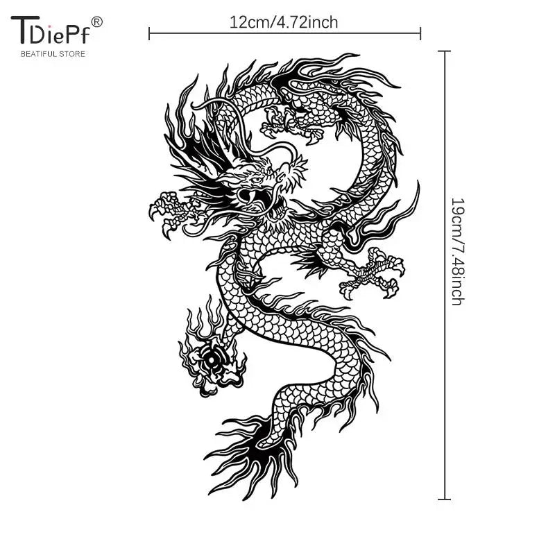 Dospita  -  1pcs Waterproof, Safety Realistic Dragon Fake Tattoo Stickers For Men Boys Kids 3D Dragon Temporary Tattoos Washable Tattoos