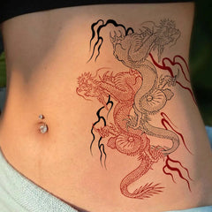 Dospita  -  12 Brand New Creative Design Dark Dragon Tiger Tattoo Stickers for Women's Semi Permanent Tattoo Stickers