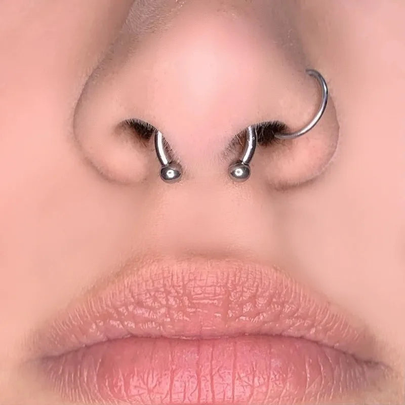 Dospita Stainless Steel Magnet Nose Ring Fake Piercing Horseshoe Rings Nose Clip Non-pierced Nose Hoop Fashion Women Men Body Jewelry