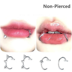 Dospita 1Pc Stainless Steel Fake Nose Ring Hoop Septum Rings C Clip Lip Ring Earring Fake Nose Piercing Women Body Jewelry Non-Pierced