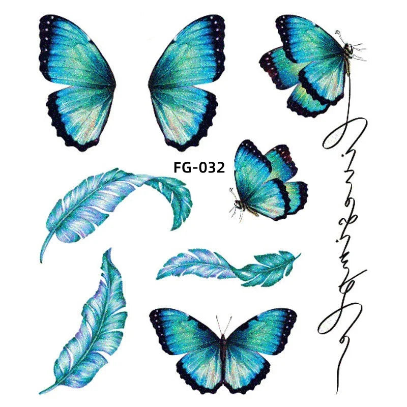 Dospita  -  1Sheet Fairy Butterfly Wings Shiny Tattoo Sticker Waterproof Eyes Face Art Fake Tattoos for Women Makeup Dance Music Festival