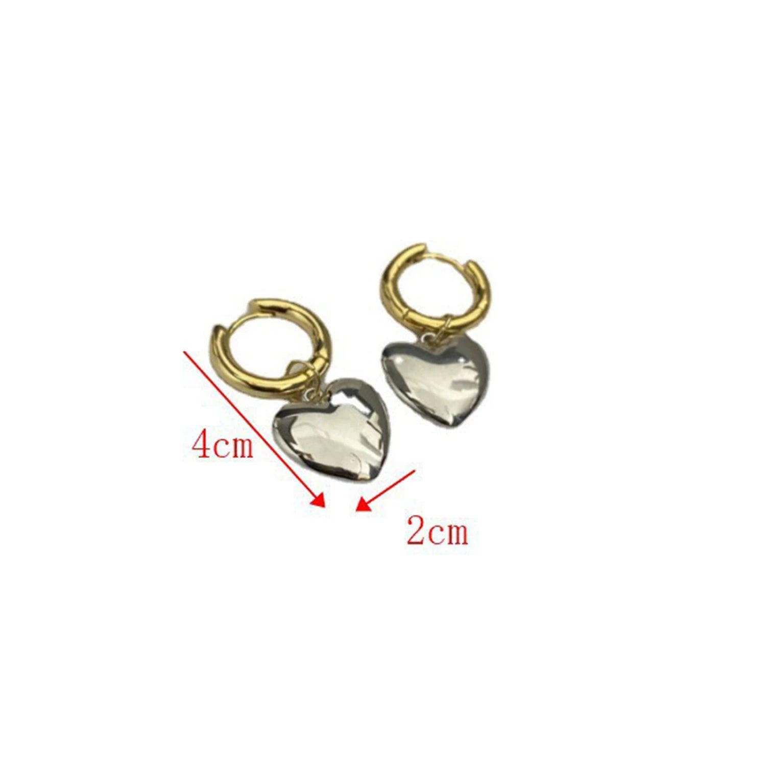 Dospita Gold Silver Color Metal Heart Pendant Hoop Earrings for Women Street Style Female Drop Earrings Korean Fashion Statement Jewelry