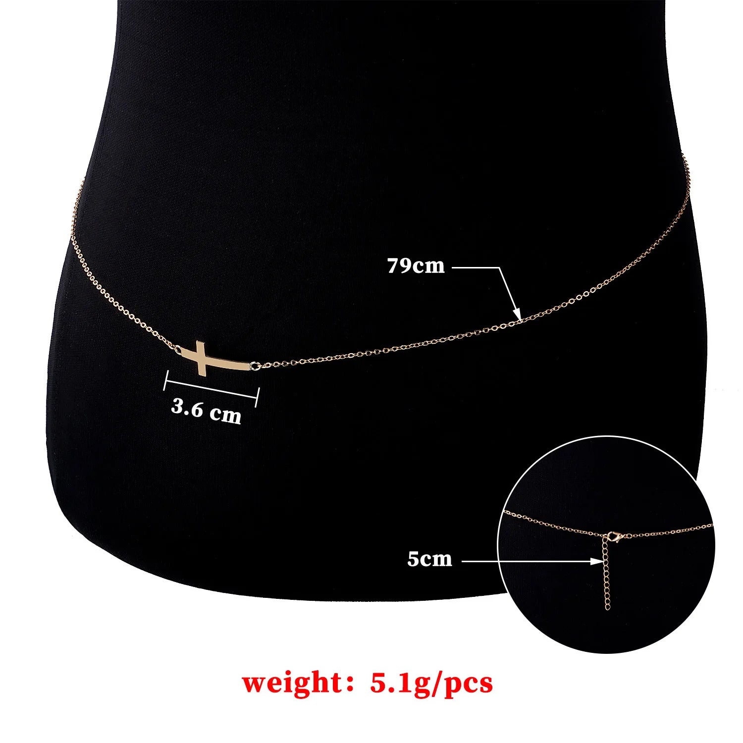 Dospita Women New Body Chain Swimsuit Summer Beach Waist Chain Delicate Sexy Cross Chain