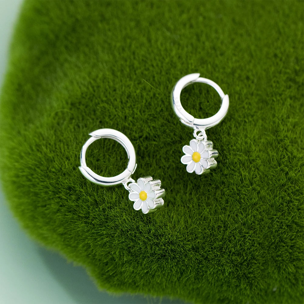 Dospita Hanging Earrings Daisy Flower Sweet Cute 1 Pair Copper Jewelry Gift Earring Buckle For Women And Girl Earrings Hoop Earrings