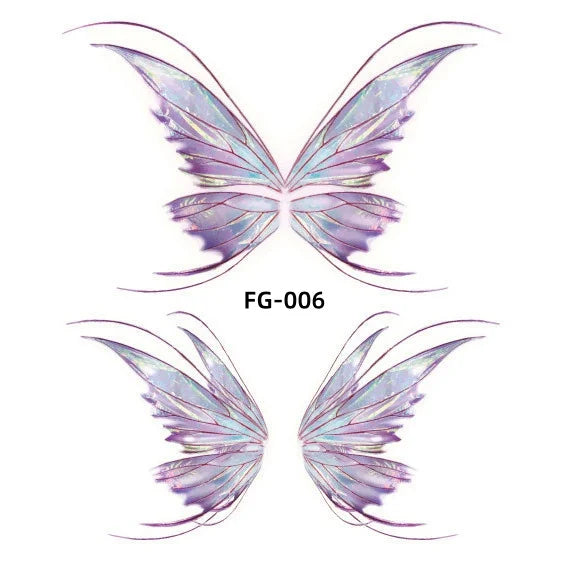 Dospita  -  1Sheet Fairy Butterfly Wings Shiny Tattoo Sticker Waterproof Eyes Face Art Fake Tattoos for Women Makeup Dance Music Festival