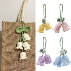 Dospita  -  Handmade Flower Knitted Keychain Keyring Women Crocheted Wool Flower Leaf Bag Pendants Car Key Ring Fresh Handbag Charms Gifts