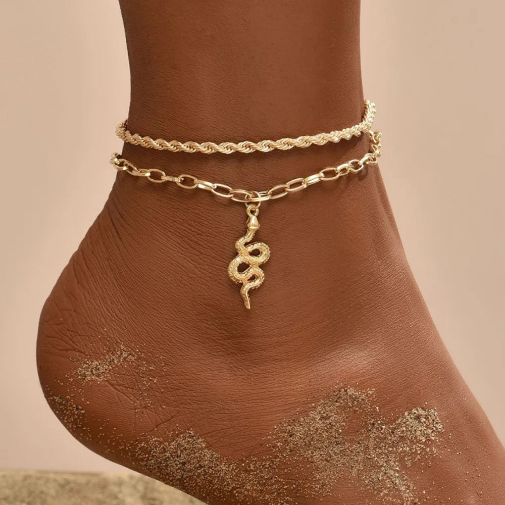 Dospita Boho Anklet Foot Chain Summer Jewelry Gold Color Butterfly Star Pendant Charm Anklet Sandals Barefoot Beach Foot Bridal Jewelry