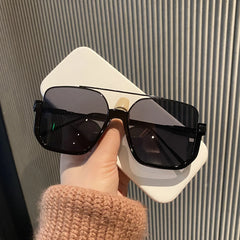 Dospita Fashion Vintage Half Frame Square Sunglasses Double Bridge Sun Shade Glasses Luxury Designer Eyewear Frames Women Men Sunnies