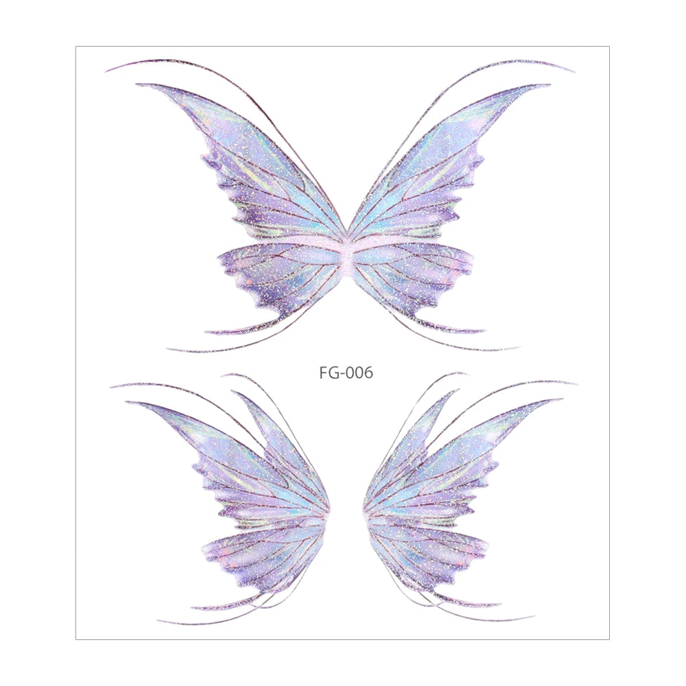 Dospita  -  3D Fairy Butterfly Wings Shiny Tattoo Sticker Waterproof Eyes Face Body Art Fake Tattoos For Women Makeup Dance Music Festival