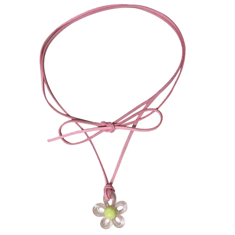 Dospita  -  Plum Blossom Choker Anniversary Jewelry Y2k Necklace Tie up Choker Women Teen