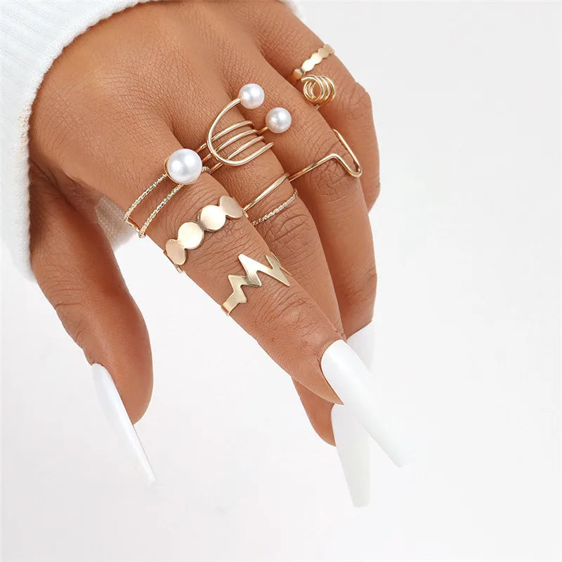 Dospita Vintage Punk Irregular Liquid Metal Butterfly Rings Set For Women Fashion Knuckle Rings Aesthetic Egirl Gothic Jewelry Gifts