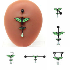 Dospita Lacteal Ring Ear Studs Butterfly Bellybutton Ring Thoracic Ring Luminous Nose Ring Ear Bone Nail Trunnion Body Piercing Jewelry