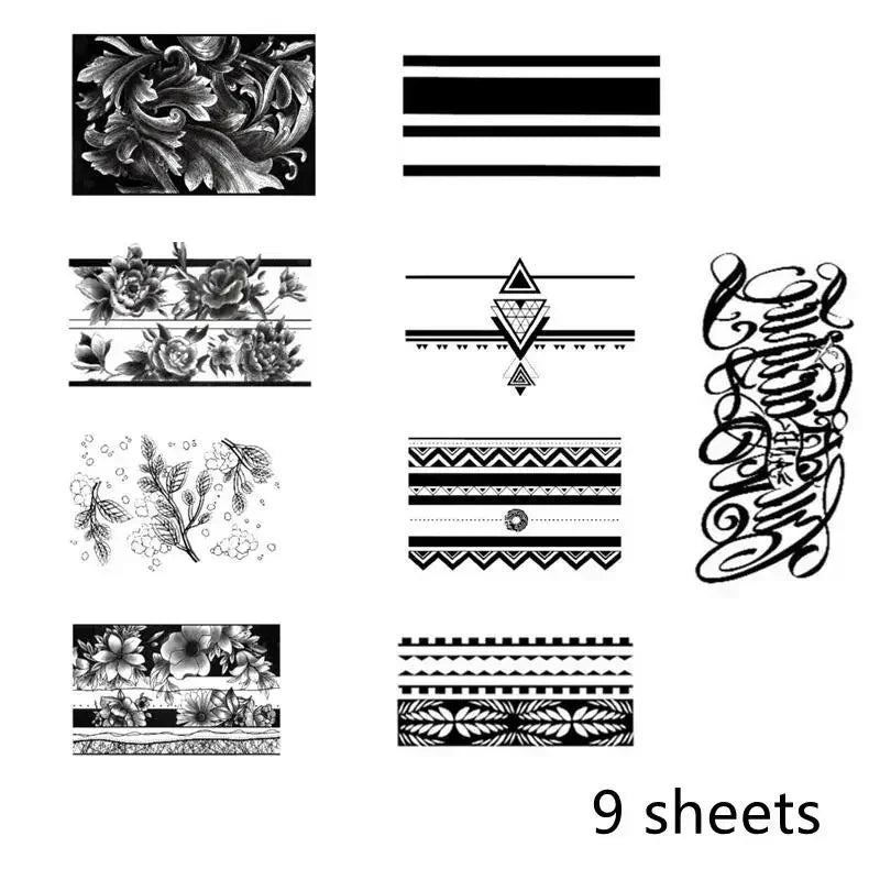 Dospita  -  9pcs Arm Ring Tattoo Appliques Waterproof Temporary Tattoo on Arm