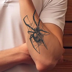 Dospita  -  Black Spider Temporary Tattoo Stickers Waterproof Long Lasting One Week To Two Weeks,realistic, For Men Neck Arm Chest