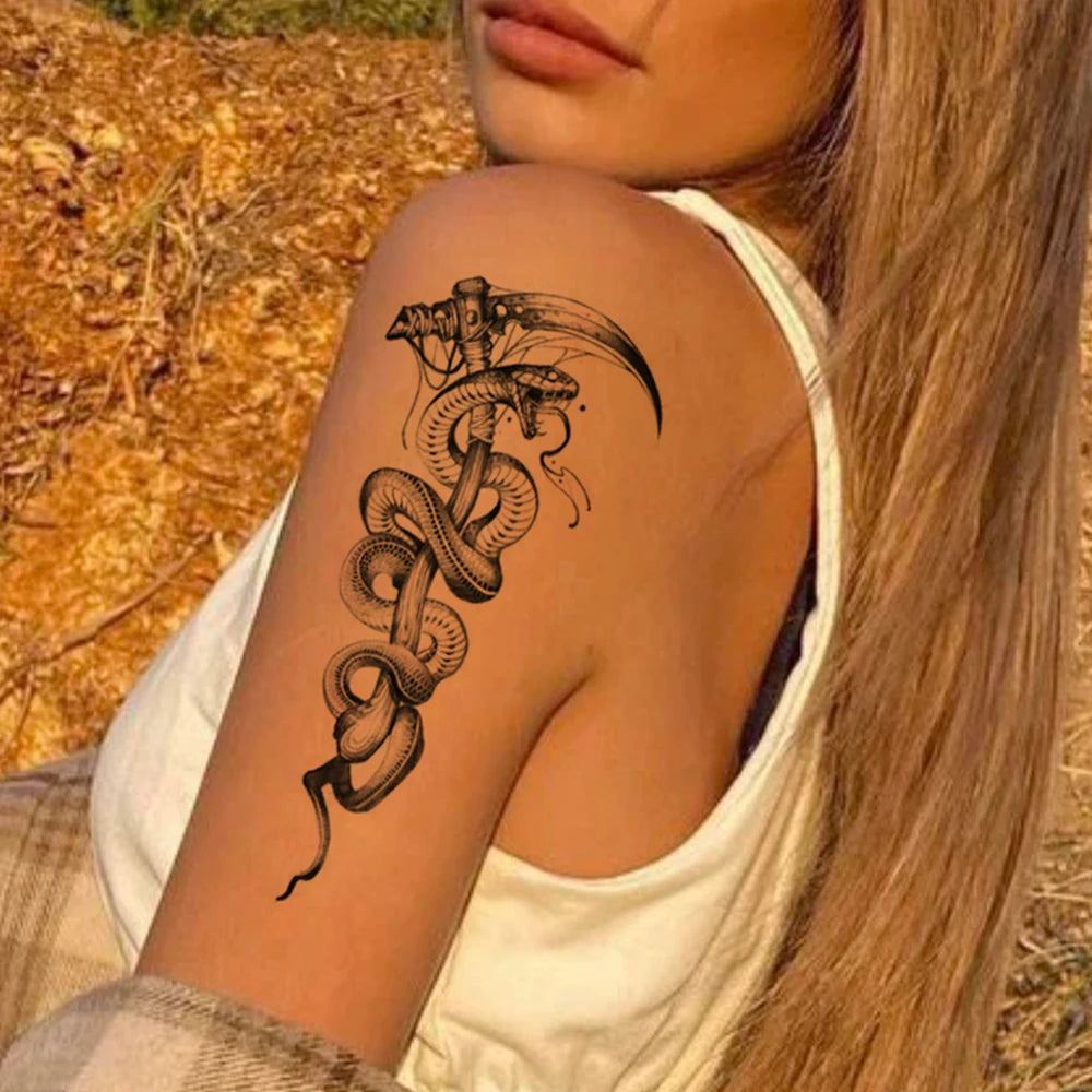 Dospita  -  10pcs Realistic Snake Waterproof Temporary Tattoo Sticker Tribal Cobra Mamba Serpent For Women Men Sleeve Body Art Fake Tattoo