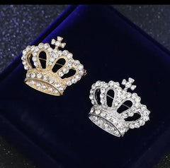 Dospita Metal Crown Brooches Man Rhinestone Royal  Lapel Suit Shirt Collar Pins Lady Clothing Coat Jewelry Party Accessories Gifts