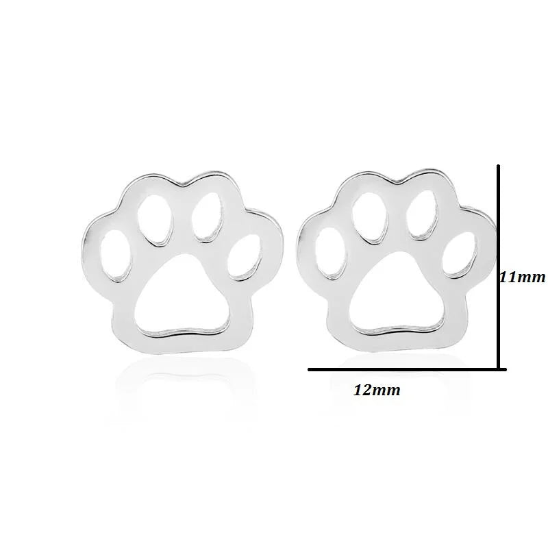 Dospita Gold Silver Plated Cute Dog Cat Paw Stud Earrings for Women Men Girls Hollow Animal Footprint Pendientes Brincos Trendy Jewelry