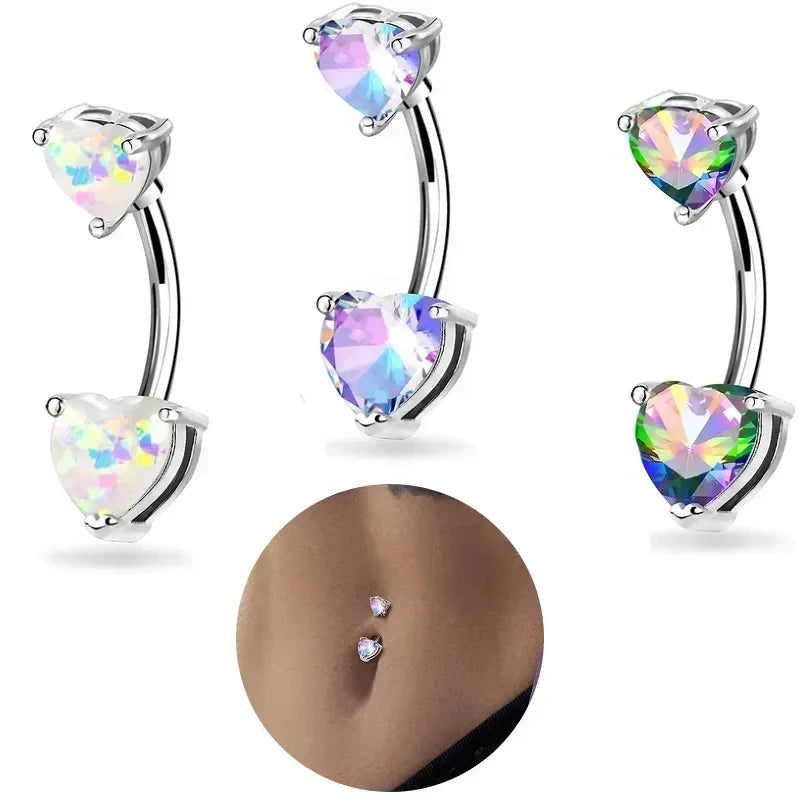 Dospita Crystal Navel Nail Ring Alloy Zircon Bar Barbell Drop Flower Dangle Body Piercing Belly Button Rings Men Women Body Jewelry