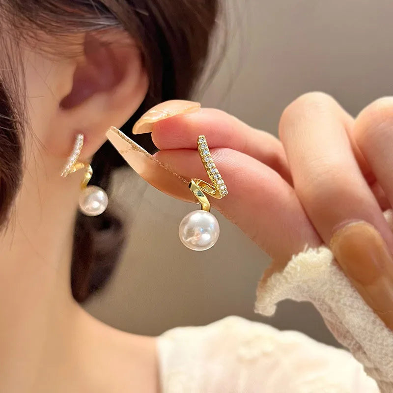 Dospita  -  New Classic Elegant Imitation Pearl Dangle Earrings For Women Crystal Long Tassel Exquisite Drop Earring Wedding Jewelry