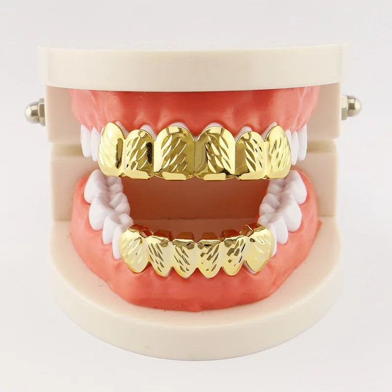 Dospita Classic Fashion Teeth Grillz Hip Hop Plated Tooth Caps Decor Braces Dental Grills For Women Men Jewelry