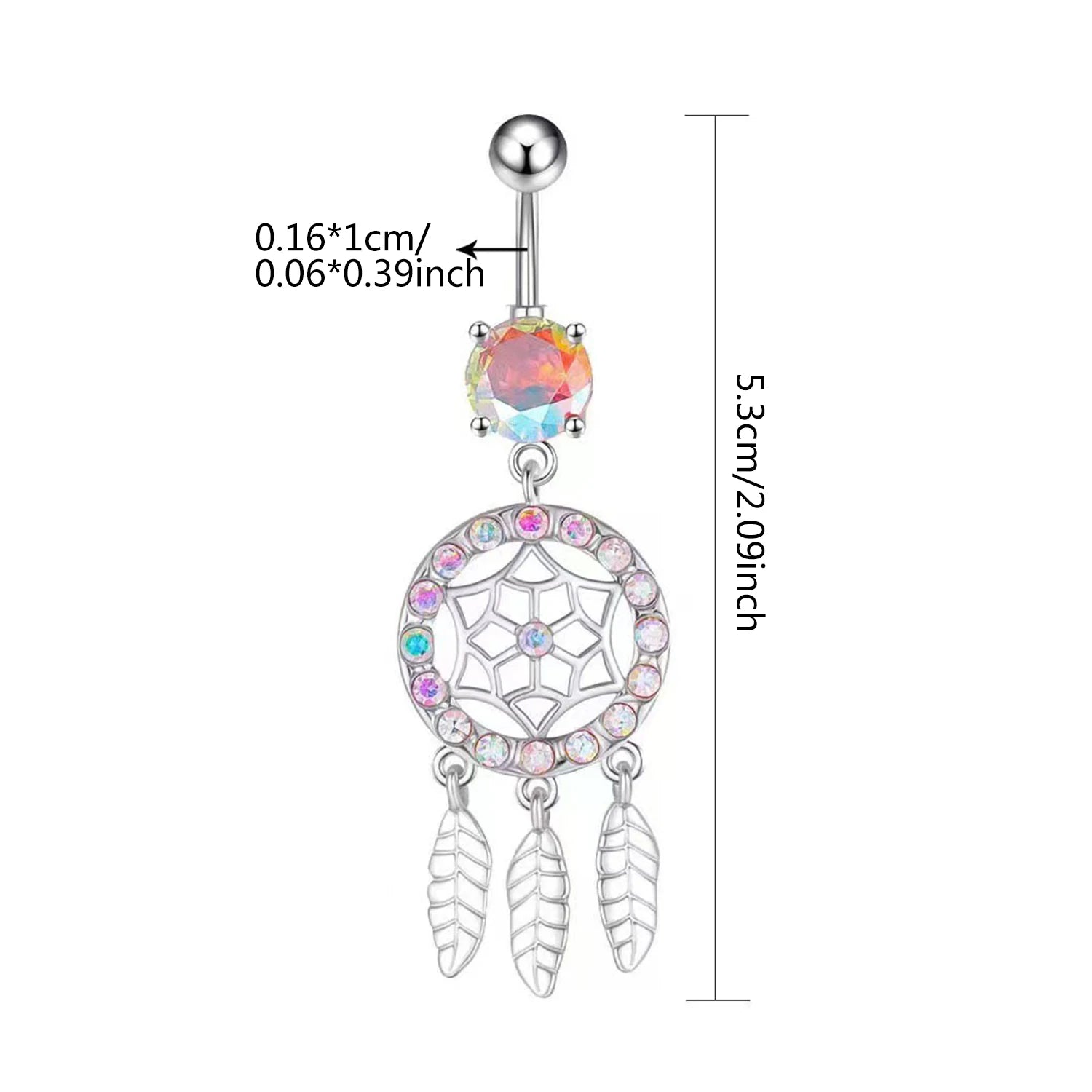 Dospita Surgical Steel Crystal Zircon Tassels Pendant Belly Button Piercing Ring Belly Button Ring Body Jewelry Sexy Women