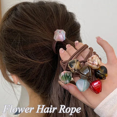 Dospita Acrylic Tulip Flower Hair Rope for Women Fashion Simple High Ponytail Elastic Acetate Hair Rope Hairbands Hair Accessories Tool