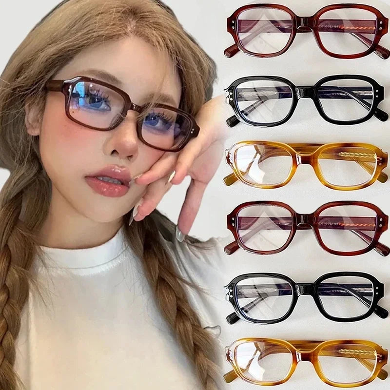 Dospita 2024 Retro Korean Anti Blue Light Glasses Frame Men Women Y2K Clear Lens Computer Eyeglasses Square Eyewear Decorative Goggles