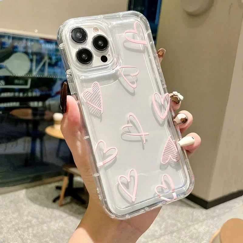 Dospita  -  Case For iPhone 13 Cases iPhone 11 Cases Heart Pink Air Cushion Phone Case For iPhone 16 15 14 Pro Max 12 XS XR X 7 8 Plus Cover