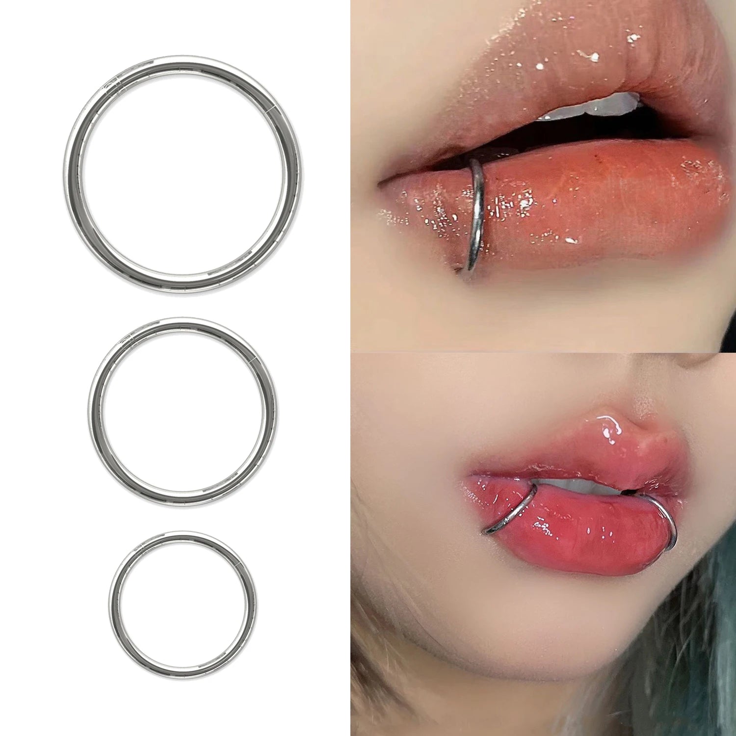 Dospita Punk 8/10/12mm Titanium Steel Lip Ring Circle Piercing Lip Studs Goth Nose Ring Belly Button Rings Earrings Fashion Body Jewelry