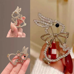 Dospita New Trendy Fashion Shiny Rhinestone Rabbit Brooches For Women Kids Cute Animal Pins Badges New Year Good Luck Jewelry Brooch