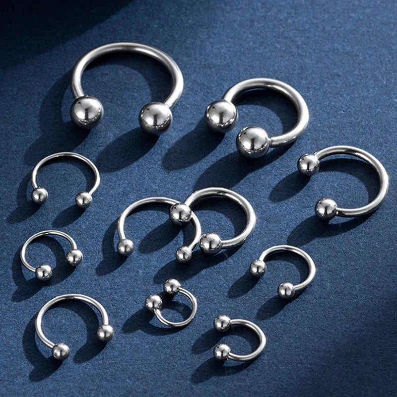 Dospita  -  2Pcs 16G Cone Septum Ring Stainless Steel Horseshoe Nose Piercing Spike Lip Rings Silver Color Tragus Helix Earring Body Jewelry