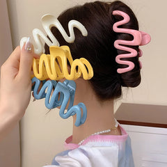 Dospita Colorful Jelly Wave Hair Claw Y2k Hairpin Women Girls Fashion Sweet Simple Acrylic Ponytail Hair Clip Headwear Accessories