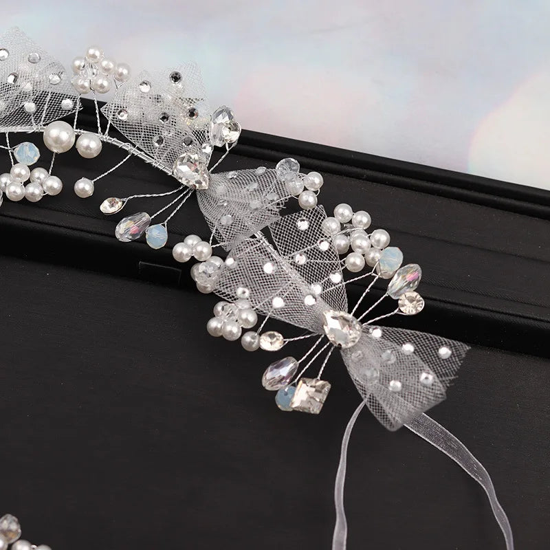 Dospita Elegant Girls Bridal Headband Imitated Pearl Hair Headdress Flower Wreath Bride Hairband Wedding Headbands Hair Accessories