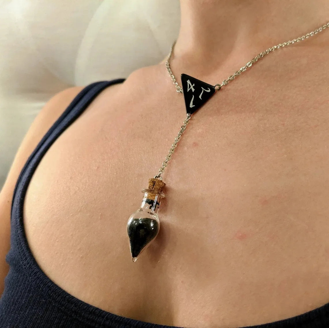 Dospita Goth Accessorie Triangle Dice Pendant Necklaces Witch Magic Pill Bottle Necklace Women Punk Grunge Jewelry Korean Fashion Choker