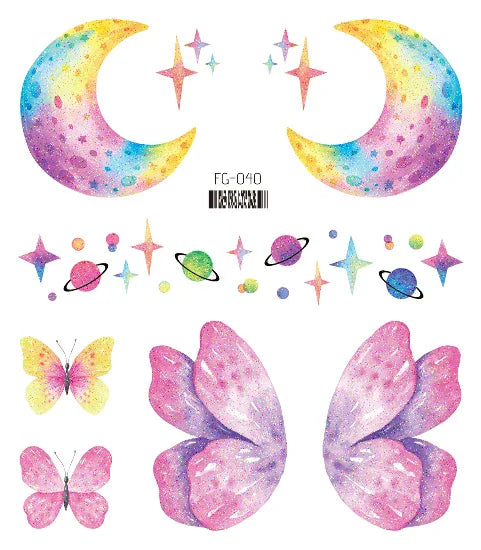 Dospita  -  Fairy Butterfly Wings Shiny Tattoo Sticker Waterproof Eyes Face Hand Body Art Fake Tattoos For Women Makeup Dance Music Festival