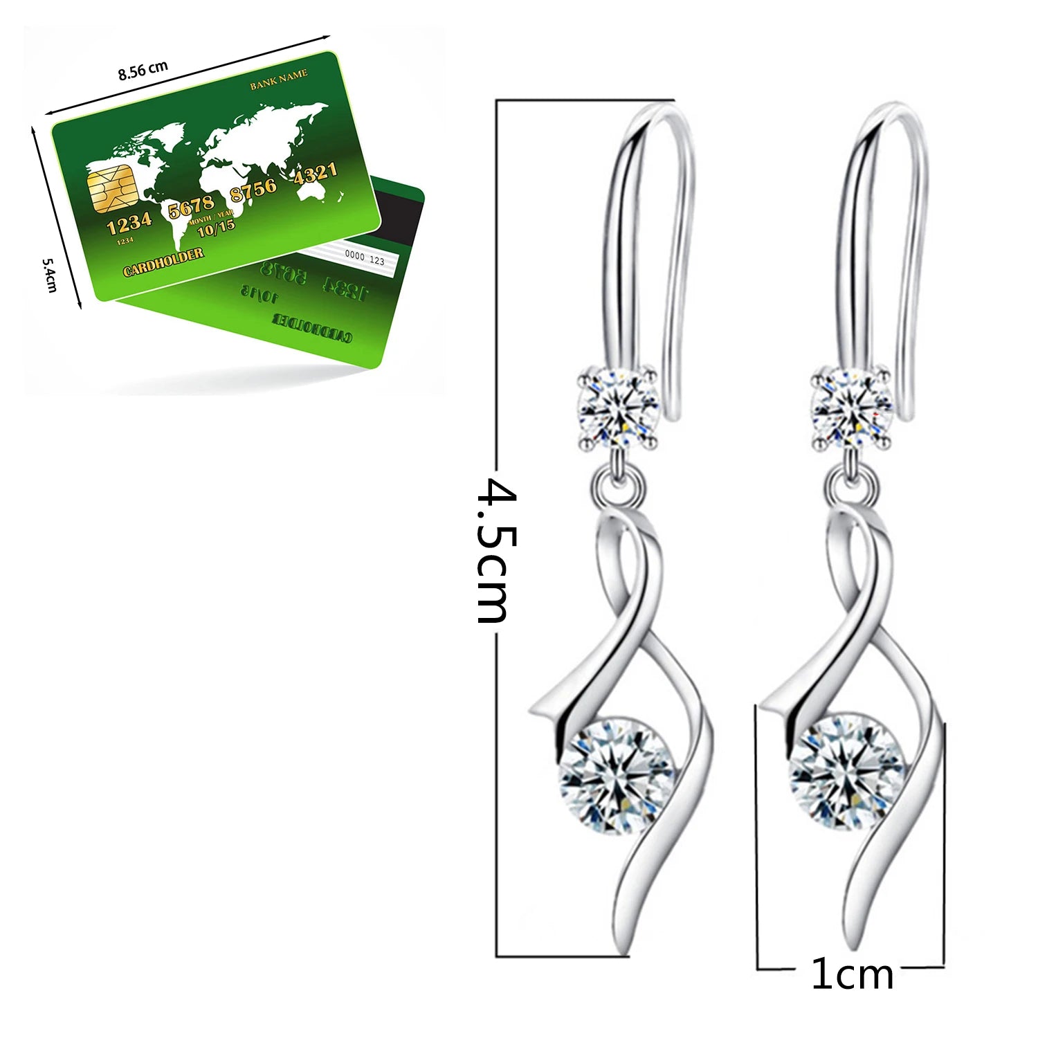 Dospita Zircon Water Drop Earrings For Women Silver Color Long Dangle Hanging Earring Female Fashion Ear Jewelry