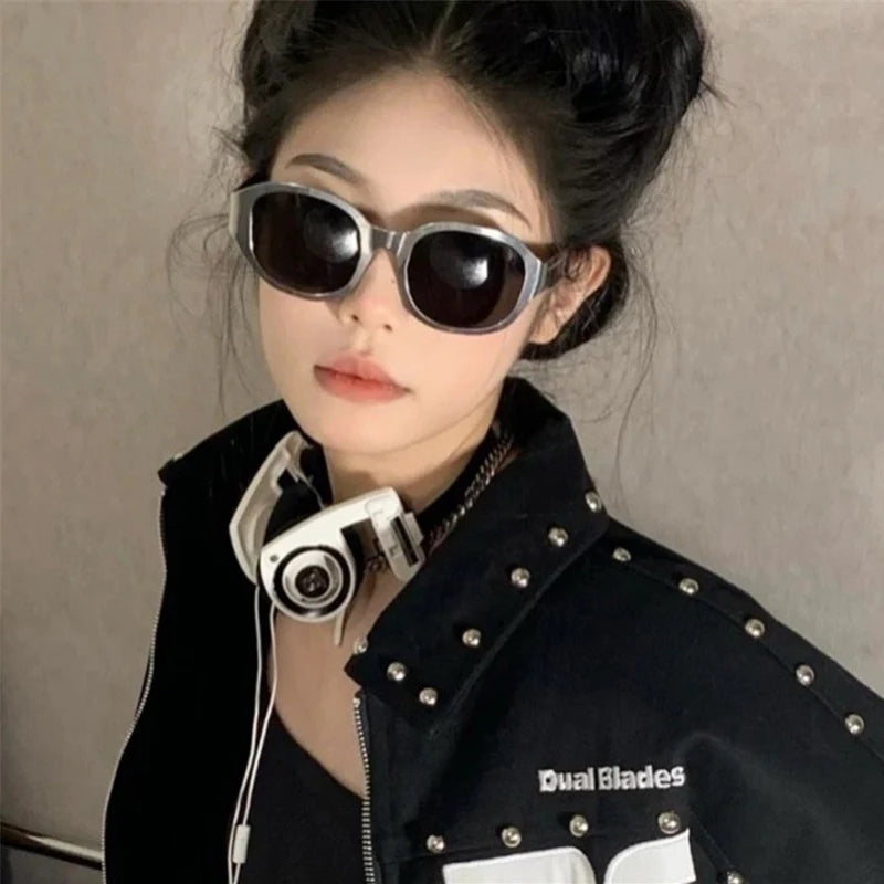 Dospita Korea Hip Hop Cool Sunglasses Wome Ins Street Shot Sunshade Glasses Dustproof Windproof Riding Glasses UV400 Sunglasses