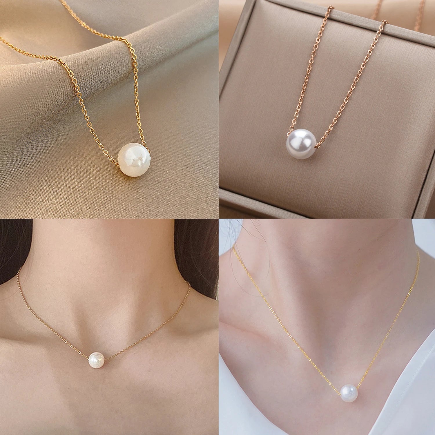 Dospita  Imitation Pearl of Love Gold-Color Pendant Necklaces Clavicle Chains necklace Fashion Chain Necklace Women Jewelry