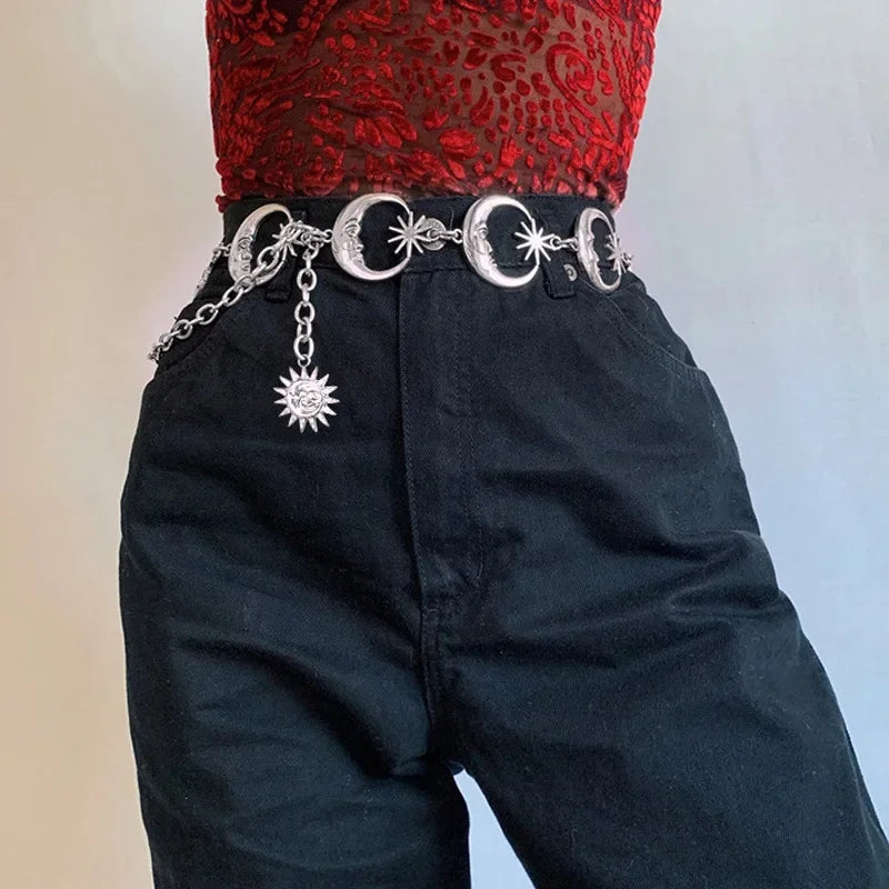 Dospita Metal Chain Waist Chain Sexy Little Fragrance PU Woven Sweet Cool Figure Body Chain Vintage Multi-layer Luxury Waist Belt