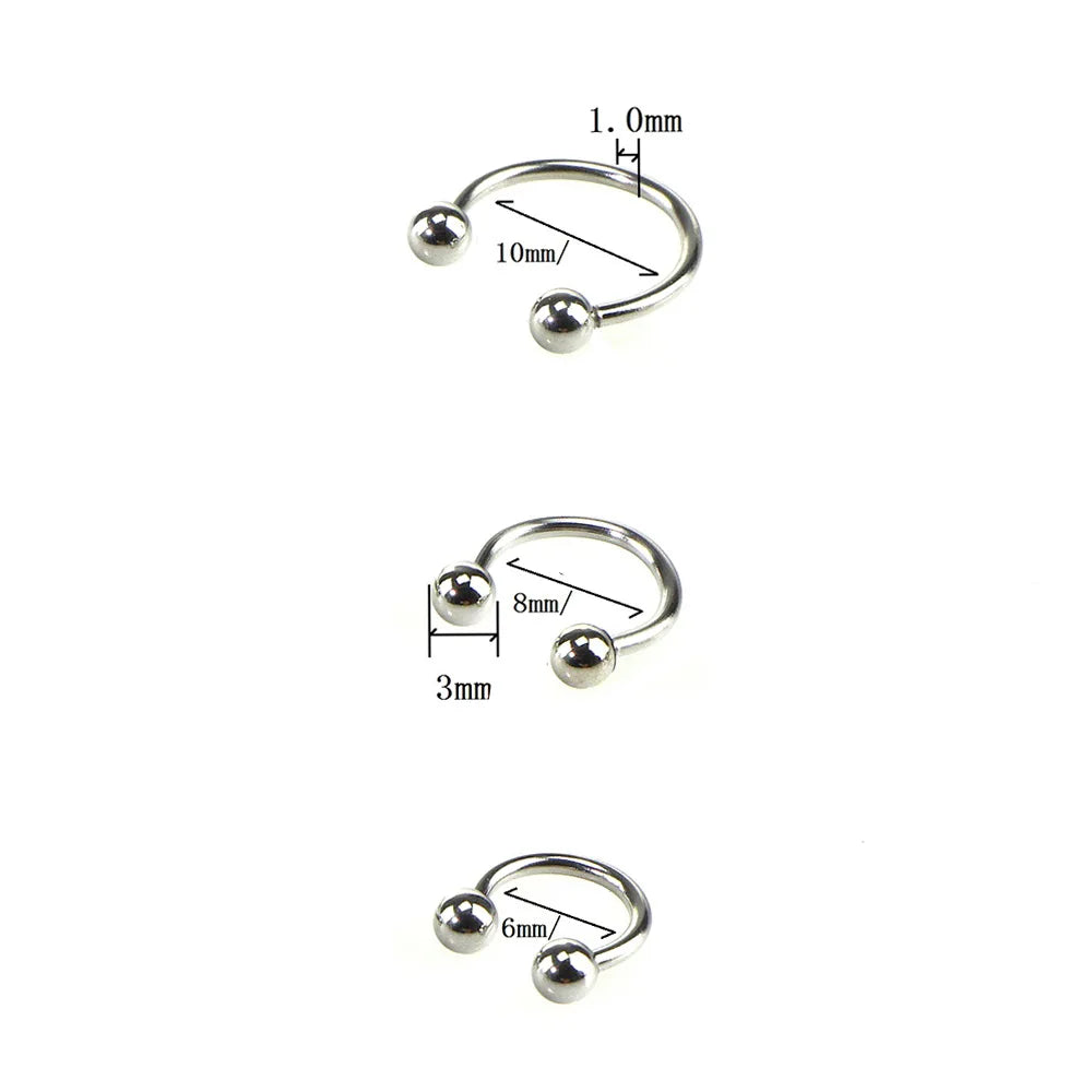 Dospita  -  2Pcs 16G Cone Septum Ring Stainless Steel Horseshoe Nose Piercing Spike Lip Rings Silver Color Tragus Helix Earring Body Jewelry