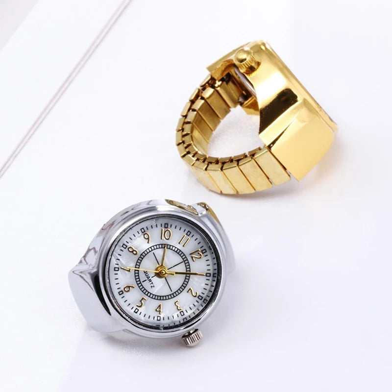 Dospita 1PCs Vintage Punk Quartz Watch Rings for Couple Women Man Hip Hop Cool Elastic Stretchy Watch Finger Rings Fashion Jewelry