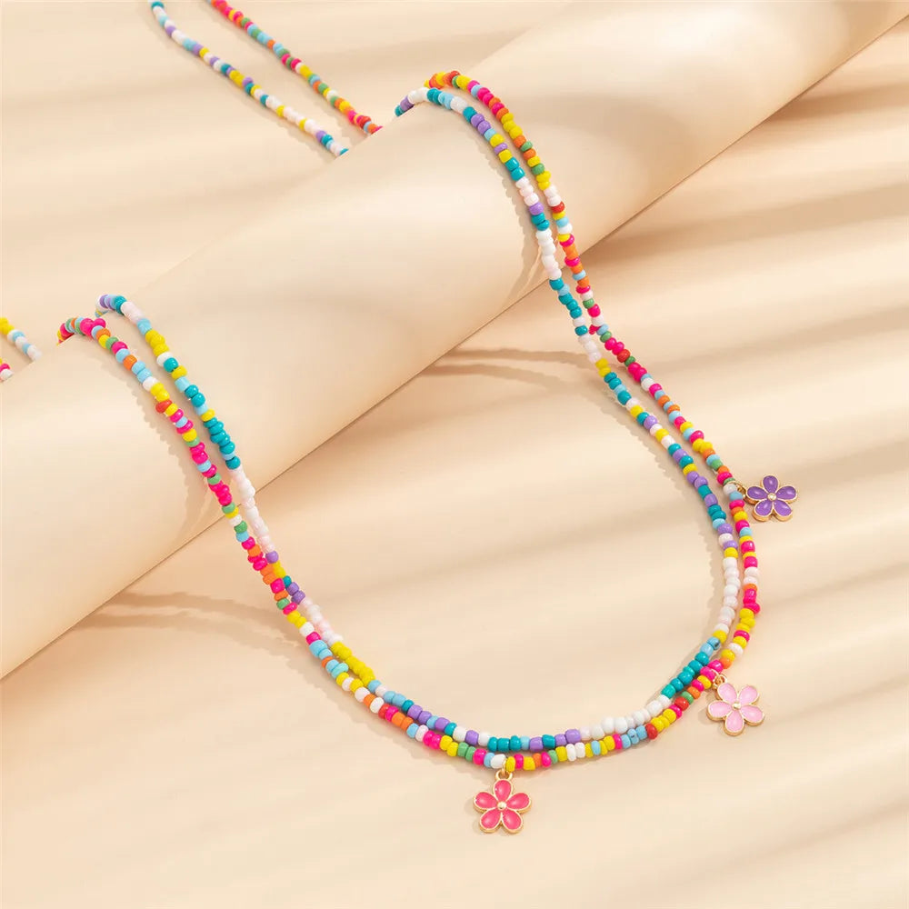 Dospita  -  2Pcs/Set Bohemian Colorful Beaded Waist Chain for Women Flower Pendant Bellt Chain Summer Beach Body Jewelry Gifts