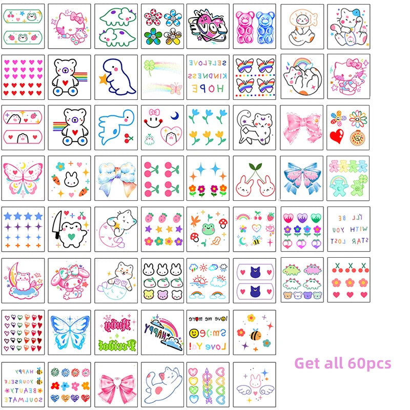 Dospita  -  60pcs Cute Tattoo Sticker Waterproof Lasting Temporary Tattoo