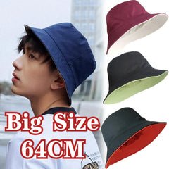 Dospita Big Size 64cm Bucket Hat Enlarged Deepening Women Big Head Double-sided Fisherman Hat Men Large Size Large Tide Hip Hop Sun Hat