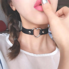 Dospita Sexy Trendy Vintage Charm Round Gothic Collar Necklaces Jewelry Gift Gothic Leather Heart Harajuku Women Punk Choker Necklace