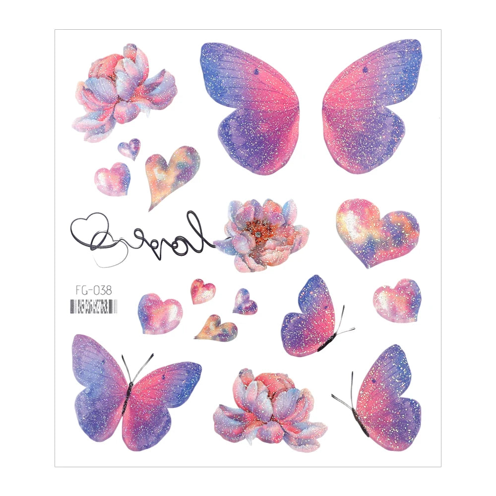 Dospita  -  3D Fairy Butterfly Wings Shiny Tattoo Sticker Waterproof Eyes Face Body Art Fake Tattoos For Women Makeup Dance Music Festival