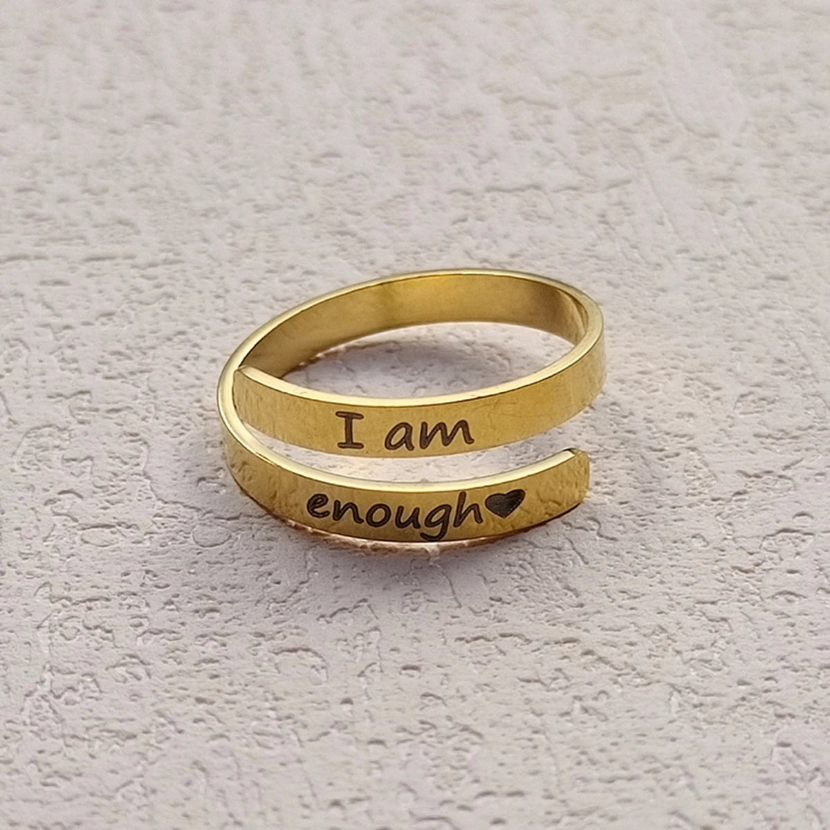 Dospita Encourage Trend Keep Going Engrave Letter Stainless Steel Rings I Am Enough Rings Adjustable Fashion Best Gift