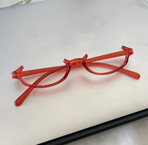 Dospita  -  Y2K Women Retro Oval Glasses Girls Red Green Half-Frame Glass Eyewear Decorative Computer Anti-blue Eyeglasses Seaside Driving